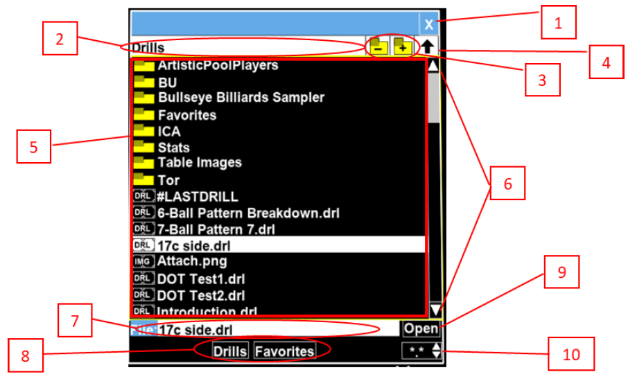 ICATS File Manager with numbered callouts